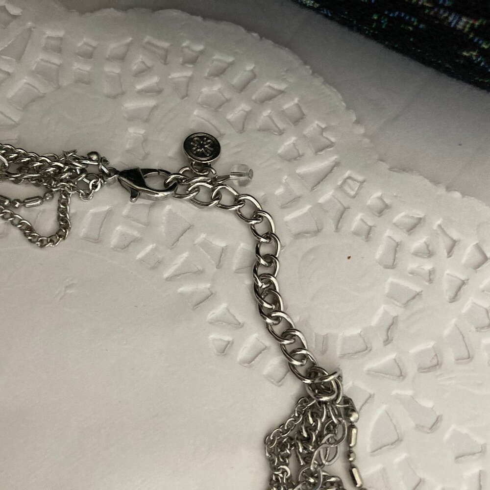 Vera Bradley Silver Layered Charm Necklace Earring Set - Picture 7 of 11